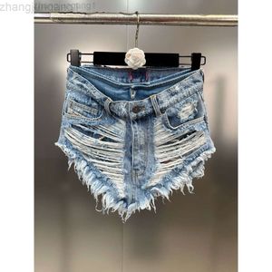 Ontwerper Dieseles t-shirt Diesel Die * Shorts Zomer Gepersonaliseerde Bontrand met meerdere gaten Fake Two Pittige Meisjes Stijl Korte Denim