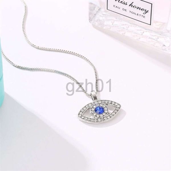 Desginer Evil Eye, superventas, nuevo producto, diseño de collar personalizado de ojo del diablo con ojos azules y cadena de clavícula de diamantes