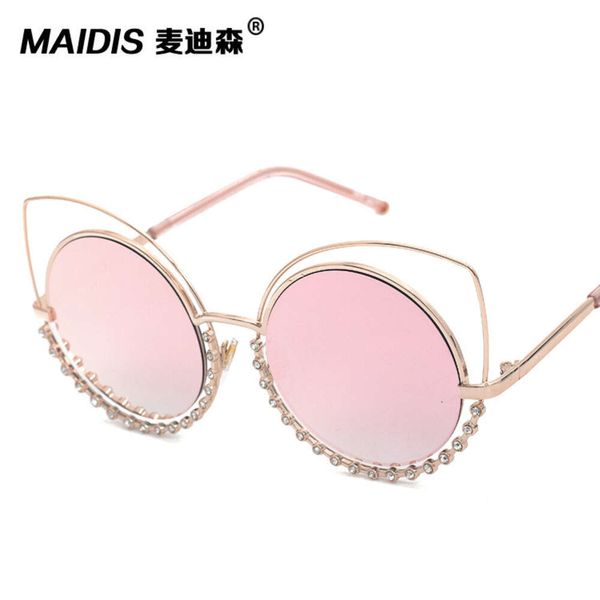 Desginer Fendisunglasses Fendin Jet 8333 Cats Ears Hapored Catear en forma de pan de dianosa Rhinestone Street Gafas de sol