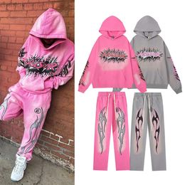 Designer Hellstar T-shirt Mens Hoodies et pantalons Set Street Brand Hell Star Mud Print High-Quality Pure Cotton Hoodie