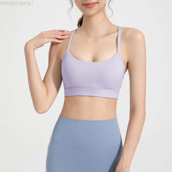 Desginer Lululemom Bras Lululemmon débardeur de sport Lycra en forme de Y beauté dos avec coussinets de poitrine course Pilates Fitness