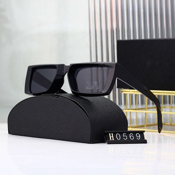 Desginer prda Sunglass 2024 Lunettes de soleil minimalistes pour photos de rue pour hommes, petites montures carrées, lunettes de soleil tendance pour célébrités sur Internet, lunettes amusantes