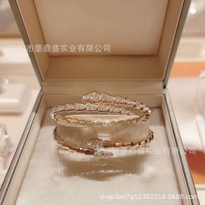 Desginer S Baojia Edition Bracelet Serpent Nouveau Plaqué Or Pleine Lumière Polyvalent Tête et Queue Diamant Haute Élasticité