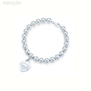 Desginer Tiffanybracelet Tiffanie Tiffanyjewelry Fashion T Home 925 Sterling Silver 8mm Ronde Bead Heart Vormige Ins Bracelet Tijia Love