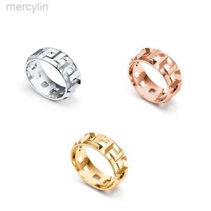 Desginer Tiffanybracelet Tiffanie Tiffanyjewelry T Home Precision Hoge kwaliteit dubbele holle ring Ultrawide versie 8mm T-vormige set modetoren