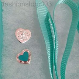Desginer Tiffanyjewelry Bracelet S925 Pure Silver Love Oorrings geven meisjes geschenk Temperament veelzijdige blauwe glazuur hartoorringen