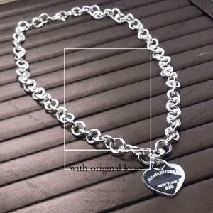 Desginer Tiffanyjewelry ketting Hoge kwaliteit Tiffanyjewelry met Diamond Heart Mode -keten Populair op internet 519E