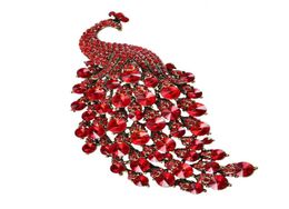 Deshow broches de paon colorées pour femmes grandes broche d'oiseau épingle vintage accessoires de mode de haute qualité NE 2010094166455