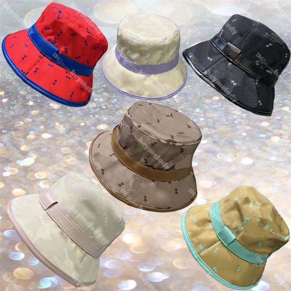 Desigenr Parche de cuero Sombreros de pescador Casquette Hombres Mujeres Sombrero de cubo Gorras de ala ancha de lujo