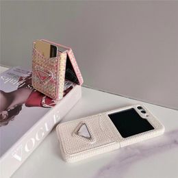 Desiger Fashion Triangle Fundas para teléfonos para Samsung Z Flip 5 Z Flip3 ZFlip 4 Funda trasera de cuero de lujo Funda con bolsillo para tarjetas para samsung Z Flip 4 Flip 3 5G 39825