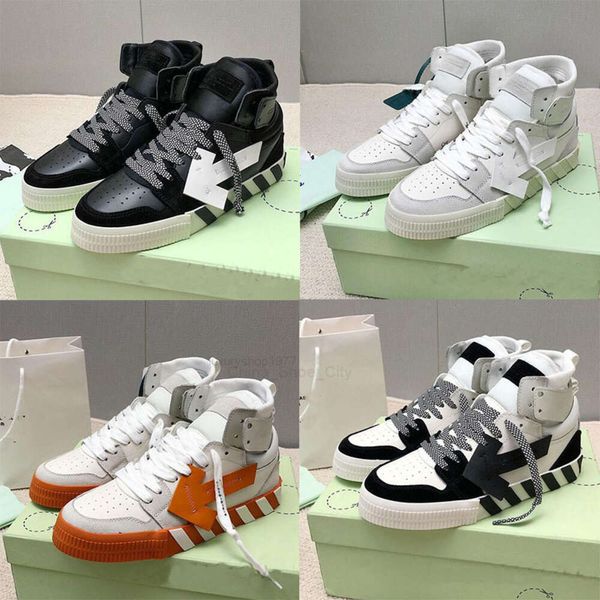 Desiger en cuir à lacets à lacets à tête ronde chaussures de sport extérieur piste sports de ruissellement chaussures de tennis hightop offs hommes chaussures décontractées blanches