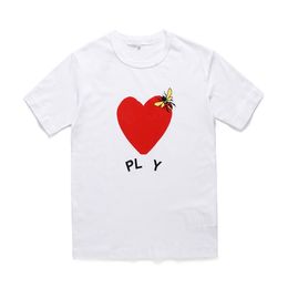 Desiger Hommes T-shirts Coton Respirant cdg Femmes t-shirts Commes Des Broderie Double Coeur Hommes T-shirts Imprimer Coeur avec Abeille Chemise Manches Blanc Été Tenue Décontractée