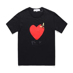 Desiger Camisetas para Hombre Algodón Transpirable cdg Camisetas para Mujer Commes Des Bordado Doble corazón Camisetas para Hombre Estampado de corazón con Camisa de Abeja Manga Secado rápido Pareja Ama la Ropa