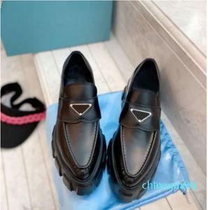 Desiger mujer zapatos de vestir plataforma genuina baja-top casual cuero grueso tacón alto negro blanco tamaño