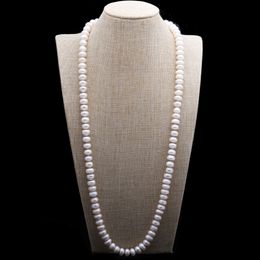 Design 10-11 mm 82 cm blanc d'eau douce perle grand pain cuit à la vapeur perles de perle collier challier chaîne de mode de mode 289k