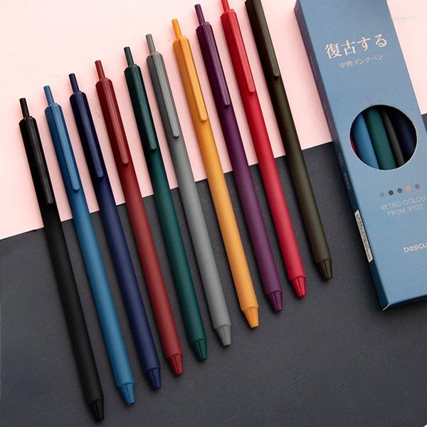 Diseño 1 Uds bolígrafo de Gel Retro triangular 0,5mm recarga 10 colores disponibles material de aprendizaje para estudiantes escolares herramienta de papelería de oficina