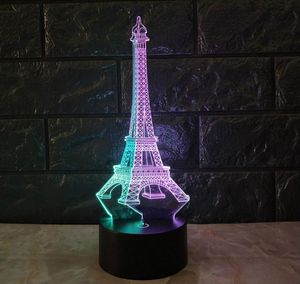 Design 3D-lamp LED-nachtlampje Eiffeltoren 3D Illusie Nachtlampje Tafel Bureaulamp Huisverlichting Kleur veranderende S Hele Dropsh7650829