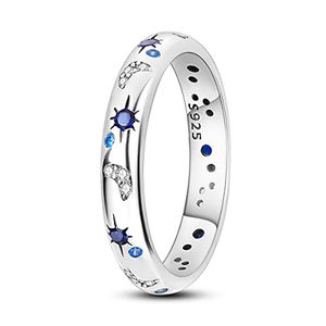 Ontwerp 925 Sterling Zilver Zon Ster en Maan Ringen Kleurrijke Kubieke Zirkoon Ring Voor Vrouwen Sieraden Bruiloft Verloving Verjaardagscadeau