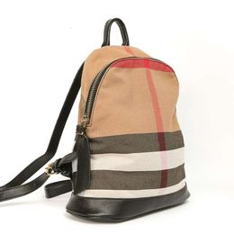 Design A épaule Fashion Sac Texture Vérificateur de mode Canvas Backpack Academy Style Casual Bag Travel Classic Retro European et Américain Femmes
