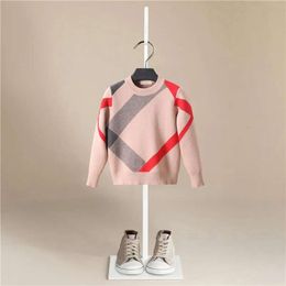 Ontwerp Baby Solid Casual Basic Sweater Crewneck Striped Kid Slouchy Soft Wol Clothing For Boys Girls Autumn Winter Sweaters Top L2405 L2405