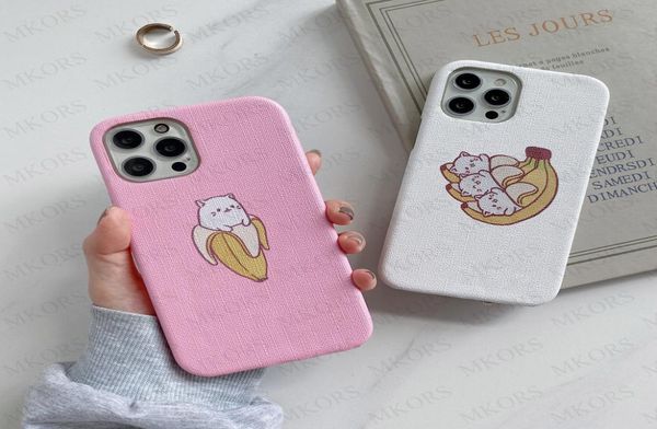 Fundas de teléfono con diseño de gato plátano para iPhone 12 Mini 12pro 11 11pro X Xs Max Xr 8 7 6 6s Plus Funda con letras de piel a la moda Cover4549627