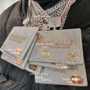 Conception carte de crédit bancaire pendentif glacé bijoux hommes Sier or D-vvs1 laboratoire Moissanite diamant personnalisé Hip Hop pendentif