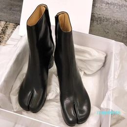 Design Boot Split Toe Chunky High Heel Femmes Bottes En Cuir Mode Automne Womens Shoes5