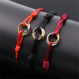 Bracelet design Bracelet à trois couleurs à trois ring Hand Rope Classic à trois nés à trois anneaux Corde à main à la mode simple Sense de haute qualité