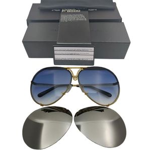 Design Brand P 8478 Sunglasse Lentille remplaçable Anti-reflet Femmes Miroir Lunettes de soleil Ovale Hommes Objectif interchangeable Original Sun6407107