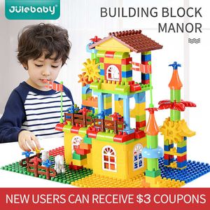 Ontwerp Bouwstenen Speelgoed Bouw Set voor kinderen Jongens Kinderen Compatibel met Duplo Brick Educational Palace Model H0824