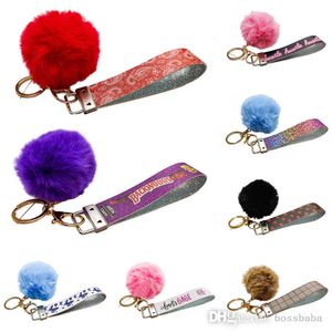 Ontwerp Auto Sleutelhanger Gunst Bloem Tas Pompom Sieraden Sleutelhanger Houder Voor Mannen Gift Mode PU Leer Dier Sleutelhanger Accessoires