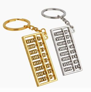 Ontwerp creatieve simulatie abacus metalen sleutelhanger party gunst mini draagbaar goud zilver acht-speed-abacus sleutelhanger zes-speed-abacus