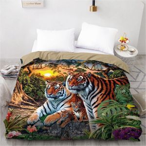 Ontwerp Custom Dekbed Quilt Trooster Deken Cover Case Beddengoed Beddengoed Set Zwarte Dieren Tijger Thuis Textiel LJ201015254U