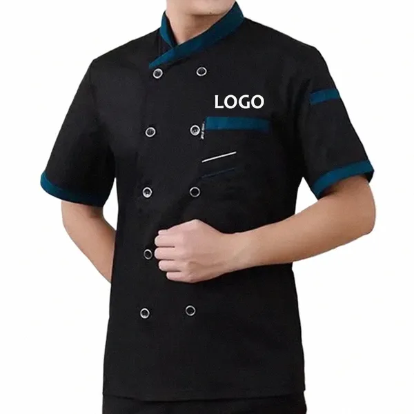design / logo personnalisé chef top coat restauration haut à manches courtes vêtements de travail restaurant uniforme manteau bout à bout cuisine chef vêtements 98ru #