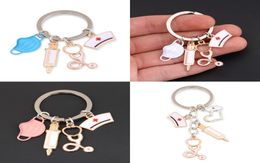 Ontwerp Doctor Medical Tool Keychain Charm Stethoscope Mask Key Ring Nurse Student Gift Souvenir4277839