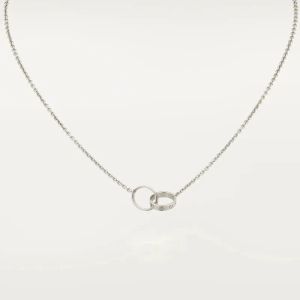 Diseño de amuletos de doble bucle colgante de amor colgante para mujeres nuevos collar de anillo clásico niñas 316l titanium acero de acero cuello collares