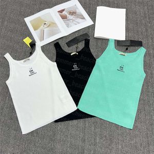 Design geborduurd t -shirt vrouwen gebreide t shirts zomer breien T -stukken sport tanktops gebreide top