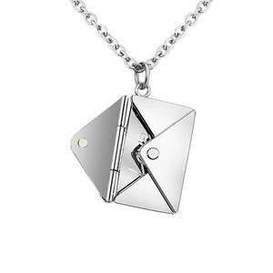 Design mode Lettre d'amour Enveloppe Pendentif Collier En Acier Inoxydable Bijoux Confession Je T'aime pour La Saint Valentin Cadeau De Fête Des Mères