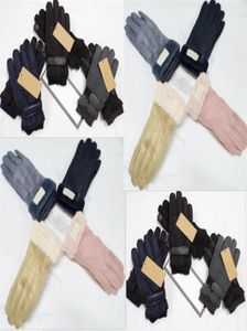 Gants de Style fausse fourrure pour femmes et hommes, gants d'hiver chauds en cuir artificiel à cinq doigts pour l'extérieur, Whole203Z5398655