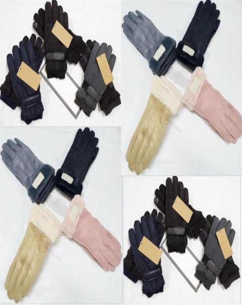 Design Glants de style en fausse fourrure pour femmes hommes hiver extérieurs chauds cinq doigts artificiels gants en cuir entier203z1359978