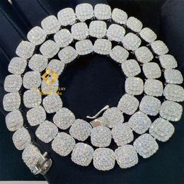 Diseño Fire Jewelry Pass Diamond Tester 9 mm Iced Out Hip Hop Vvs1 Moissanite Cadena cubana Cadena de tenis Collar de racimo