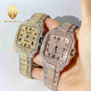 Diseño completo MOISSANITE Diamond Watch Diamond Hele Out Luxury Quartz Watch Hip Hop Jewelry Watch
