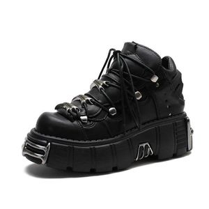 Design HBP Chaussures non brands Punk Motorcycle Botte Femme Tennis Rock Metallic Unisexe Chunky Sneakers Mens Casual