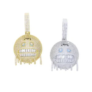 gratis verzending ontwerp ijs lachend gezicht Ketting Hoge kwaliteit vrouwen dame Iced Out Zirconia hiphop mode cadeau sieraden