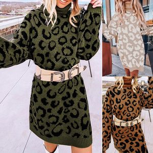 Design lange stijl truien - een nieuwe herfst / winter 2019 collectie losse warme stijl gebreide truien met luipaard-print truien