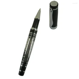 Stylo à bille noir Design de luxe, pointe d'écriture de 0.5mm avec motif de carte par gaufrage sculpté, encre lourde en métal et laiton de 36g
