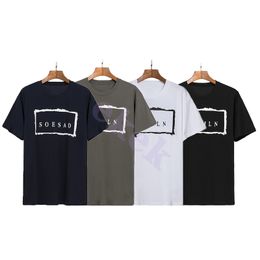 Diseño Marca de moda de lujo para hombre Camiseta con estampado de letras Manga corta Cuello redondo Verano Camiseta suelta Top Negro Blanco Gris Azul marino Tamaño asiático S-2XL