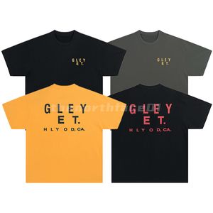 Design luxe marque de mode hommes t-shirt classique lettre impression col rond manches courtes été ample t-shirt haut noir jaune gris