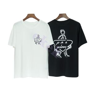 Design Luxe Marque De Mode Hommes T-shirt Sketchman Triangle Imprimer Manches Courtes Col Rond Été Lâche T-shirt Top Noir Blanc Taille Asiatique S-3XL