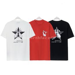 Diseño Moda de lujo Camiseta para hombre Estrella de cinco puntas Conejo Estampado de letras Manga corta Cuello redondo Verano Camiseta suelta Top Negro Blanco Rojo Tamaño asiático S-2XL